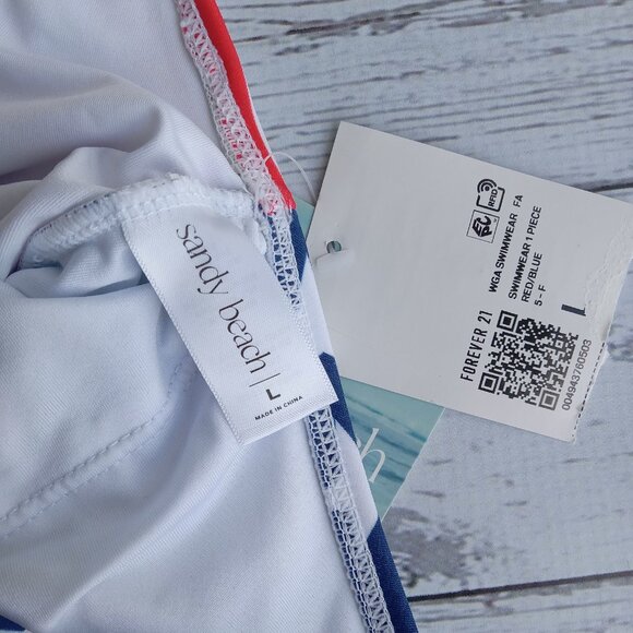 Forever 21 Sandy Beach One-piece Swimsuit American‎ Flag NEW (US size L) - Picture 6 of 7